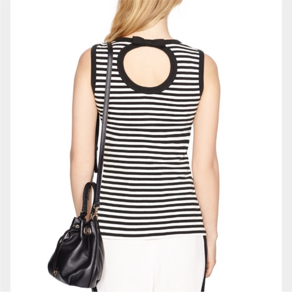 Kate Spade Black White Stripe Bow Keyhole Back Tank Top Size M